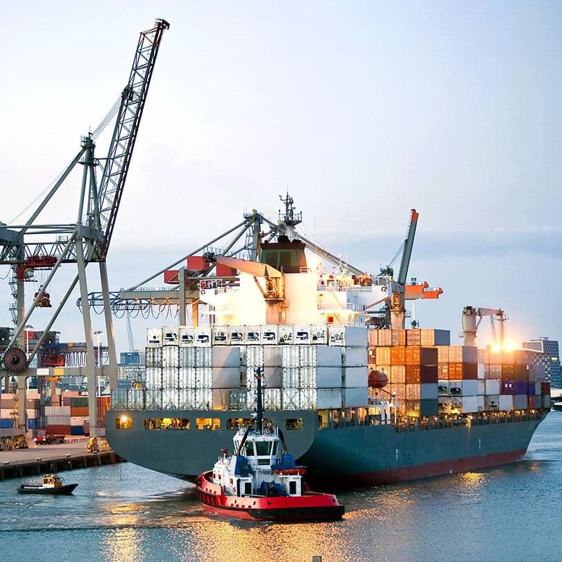 Ship and containers in the sea